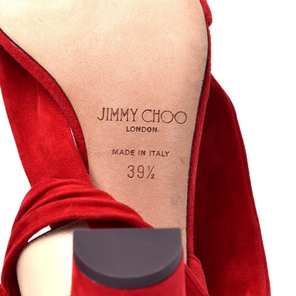 Jimmy Choo Soft Suede Kora 85 Sandals 39.5 Red 8 of 9