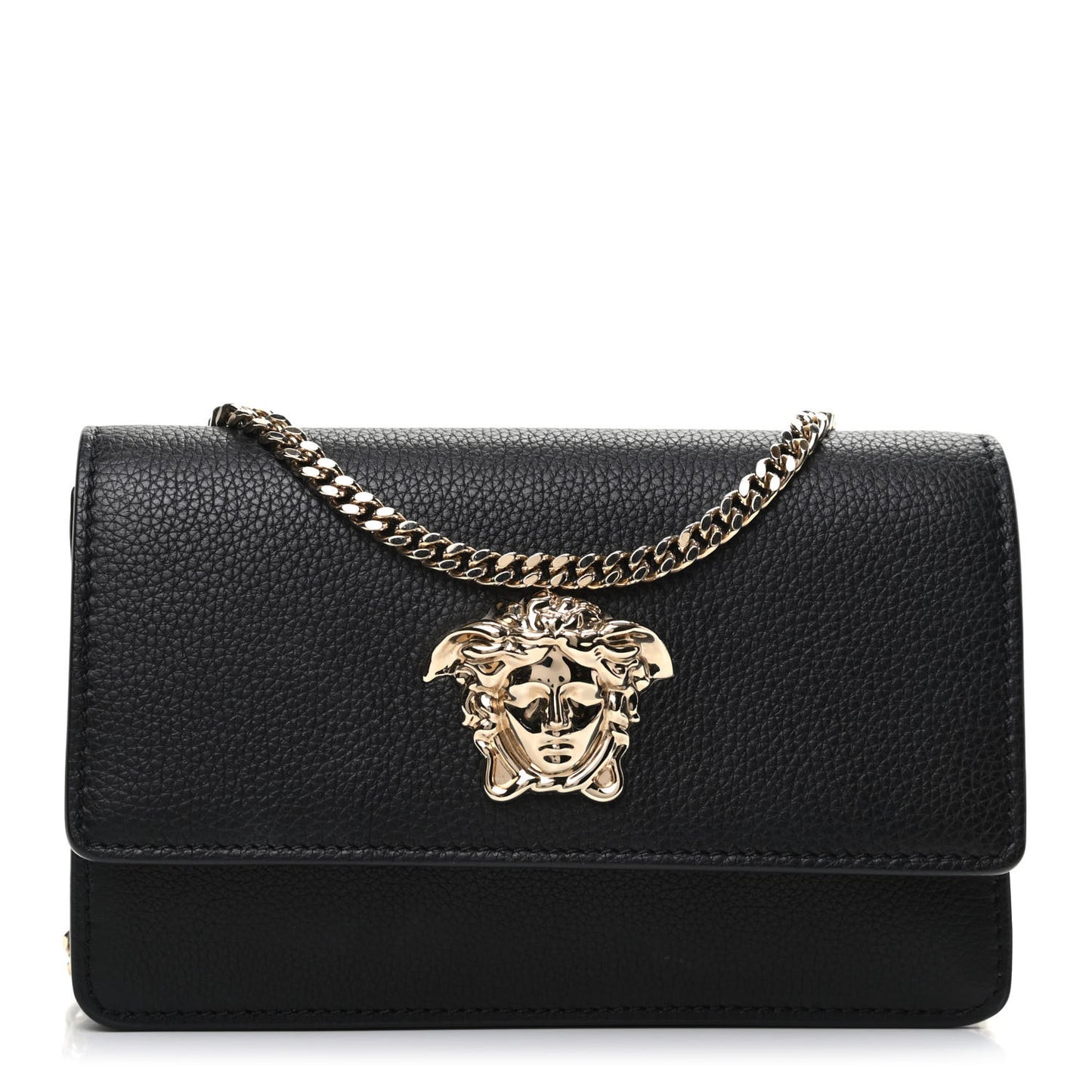 Grained Calfskin Palazzo Chain Evening Bag Black