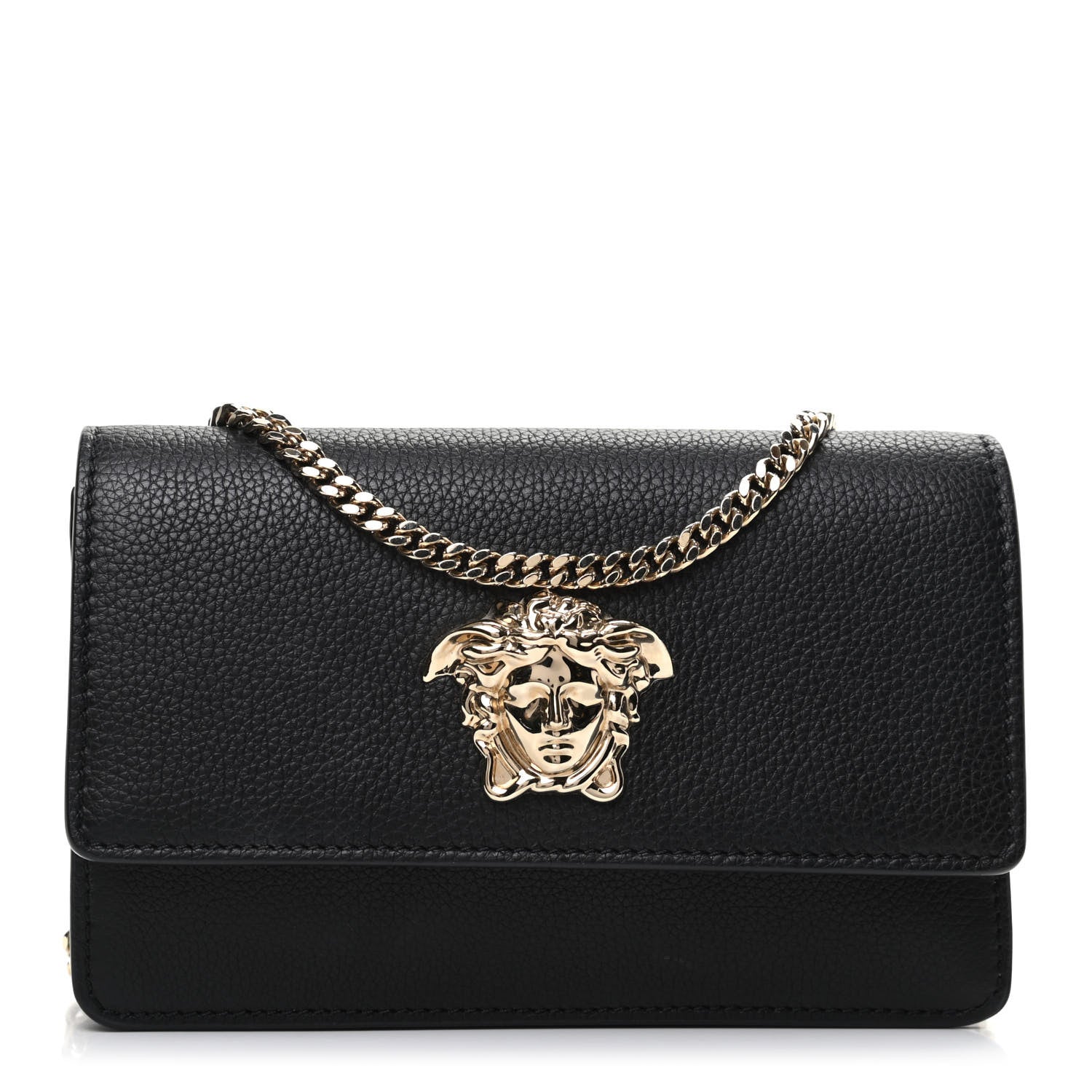 Versace Grained Calfskin Palazzo Chain Evening Bag Black 1 of 8