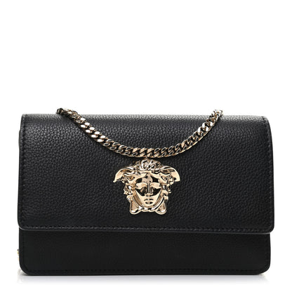 Versace Grained Calfskin Palazzo Chain Evening Bag Black 1 of 8