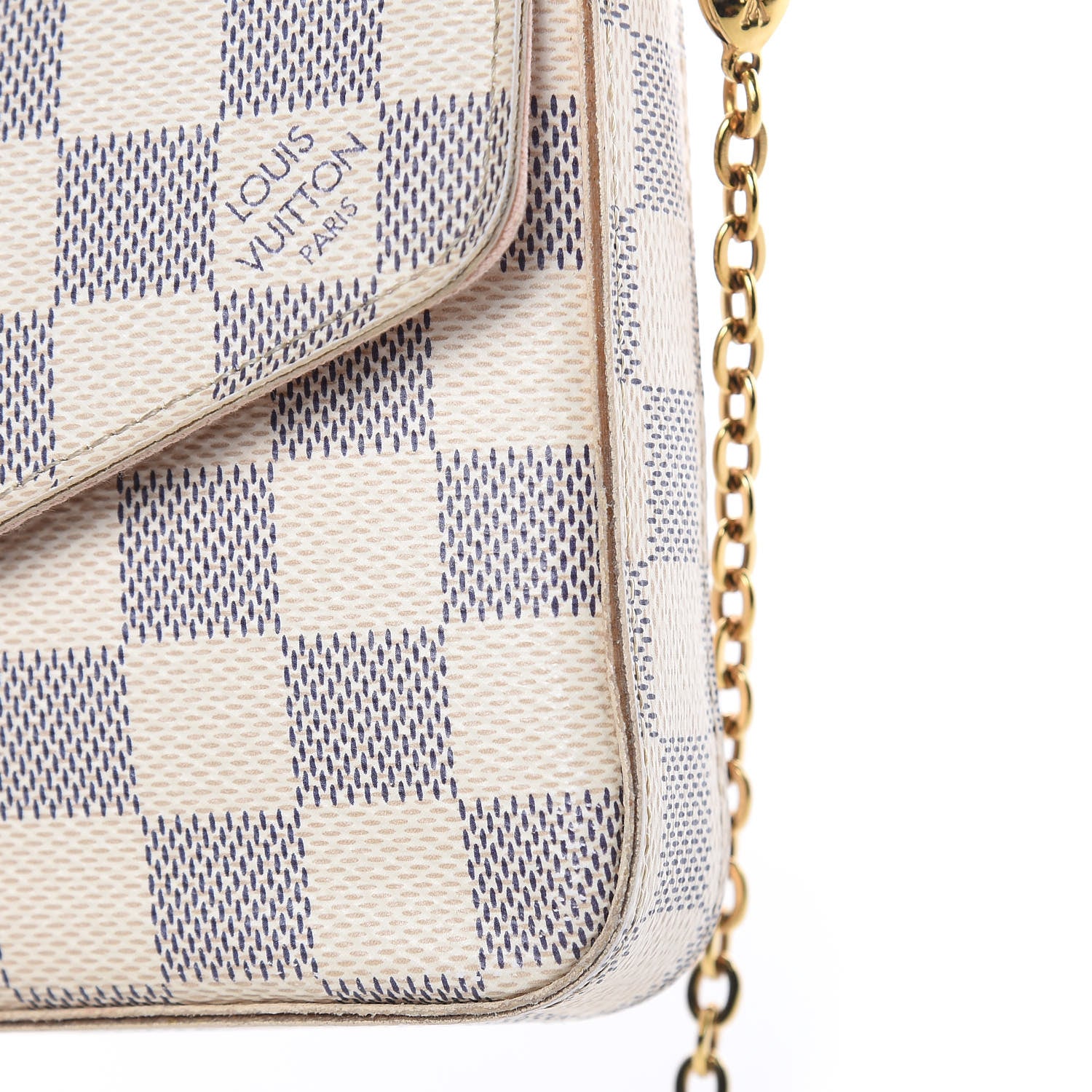 Louis Vuitton Damier Azur Pochette Felicie Chain Wallet Rose Ballerine 13 of 16