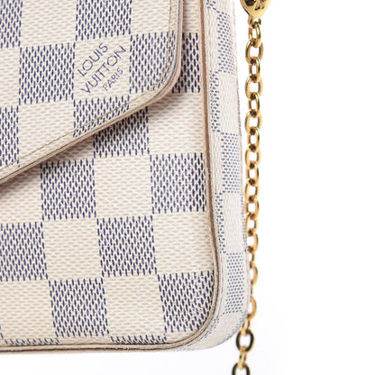 Louis Vuitton Damier Azur Pochette Felicie Chain Wallet Rose Ballerine 13 of 16