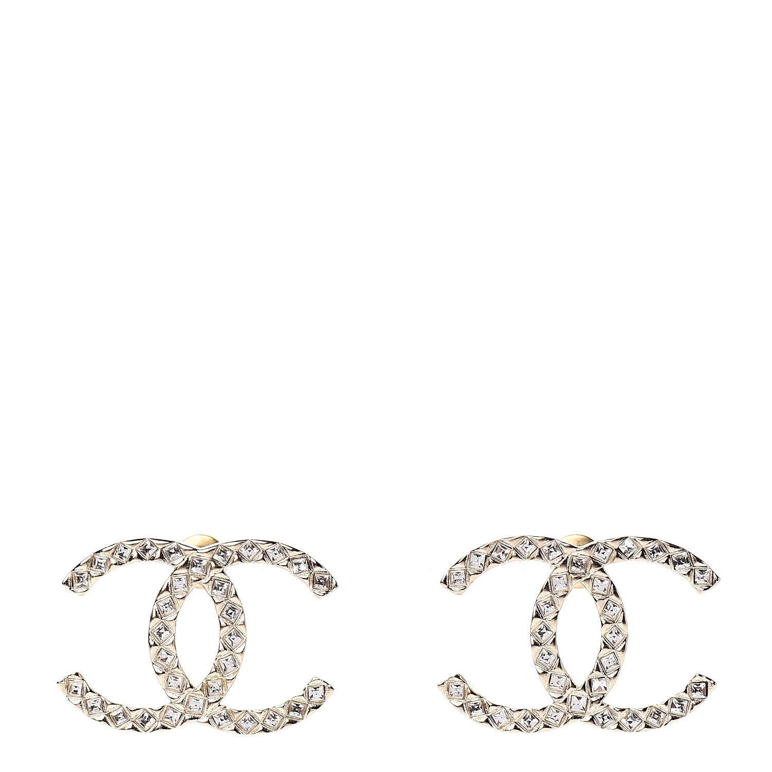 Chanel Baguette Crystal High Society CC Earrings Gold 1 of 5