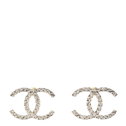 Chanel Baguette Crystal High Society CC Earrings Gold 1 of 5