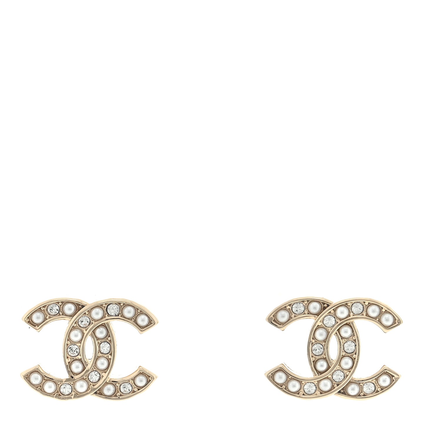 Crystal Pearl Mini CC Earrings Silver
