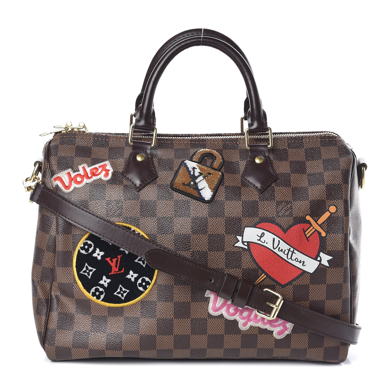 Louis Vuitton Damier Ebene Patches Speedy Bandouliere 30 1 of 10
