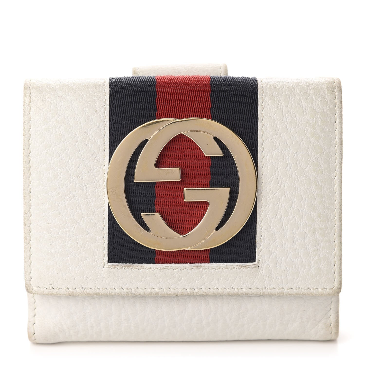 Gucci Goatskin Web French Flap Wallet White 1 of 13