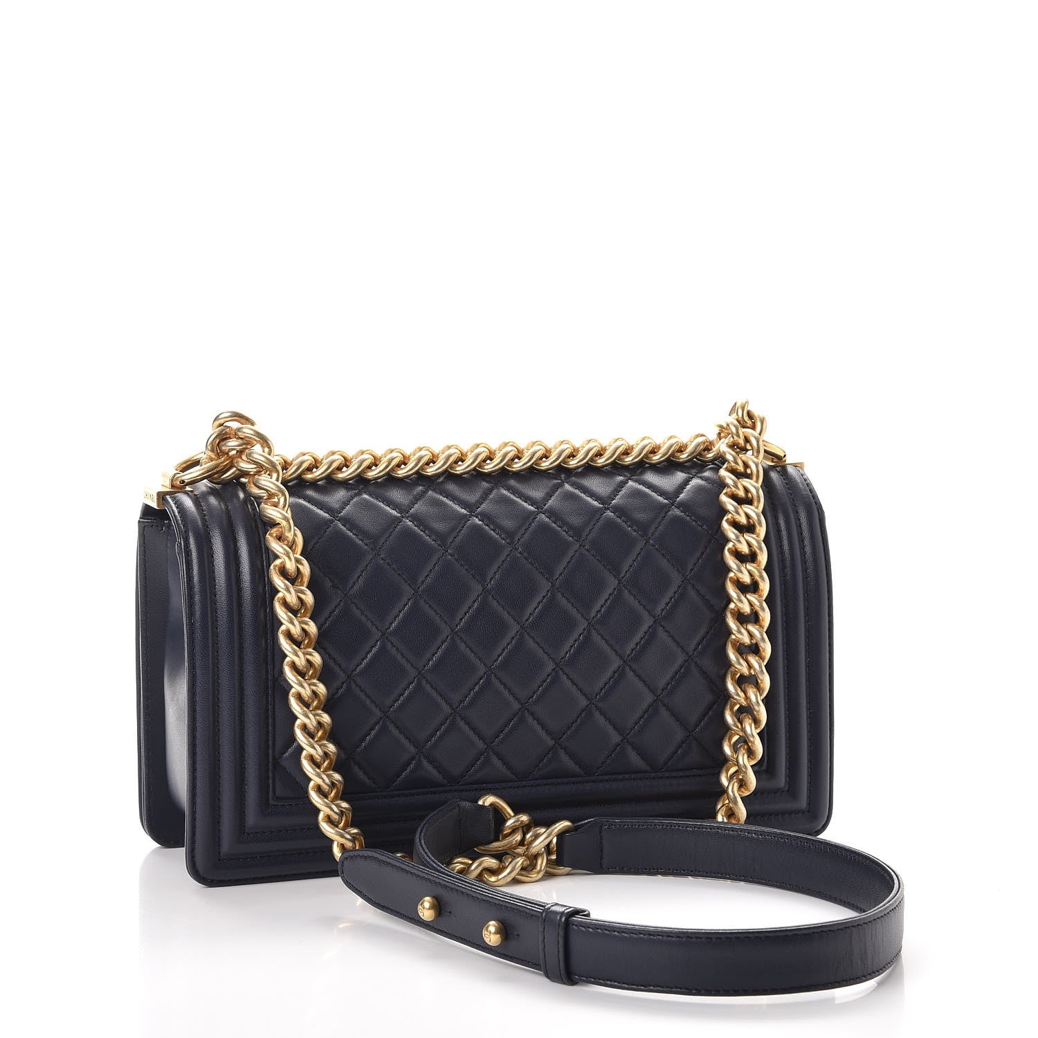 Chanel Lambskin Quilted Medium Boy Flap Dark Navy 3 of 9