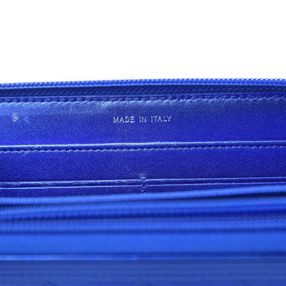Chanel Metallic Patent Calfskin Quilted Boy L-Gusset Zip Wallet Blue 6 of 11