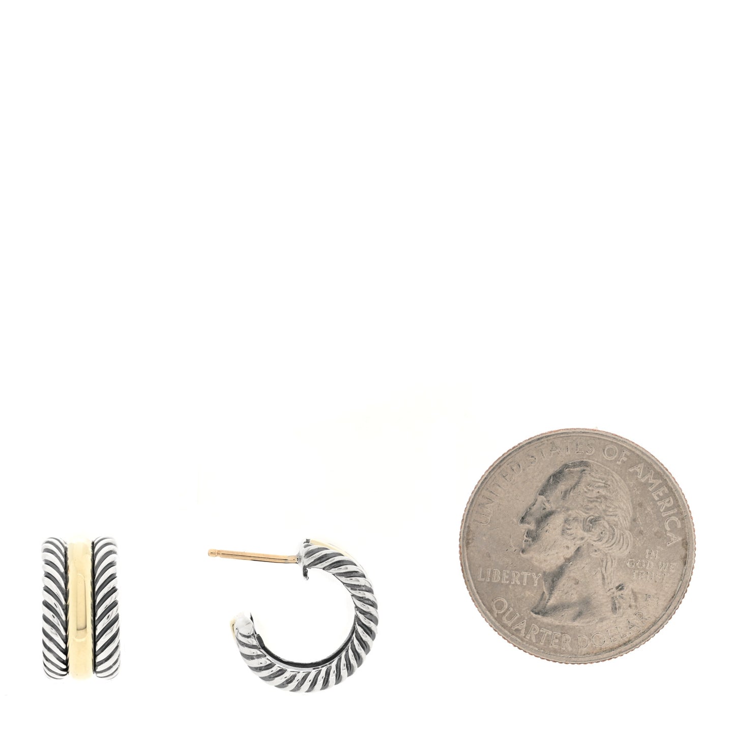 Sterling Silver 14K Yellow Gold 16mm Cable Classics Hoop Earrings