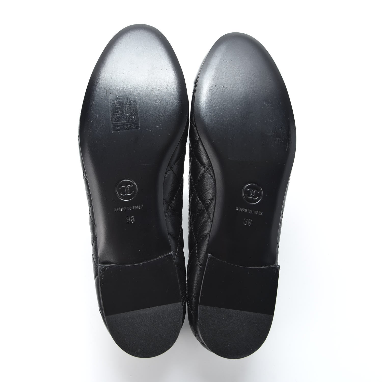 Chanel Aged Calfskin Quilted Cap Toe Ballerina Flats 38 Black 8 of 9