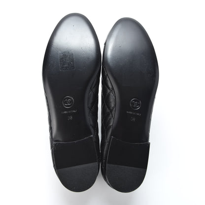 Chanel Aged Calfskin Quilted Cap Toe Ballerina Flats 38 Black 8 of 9