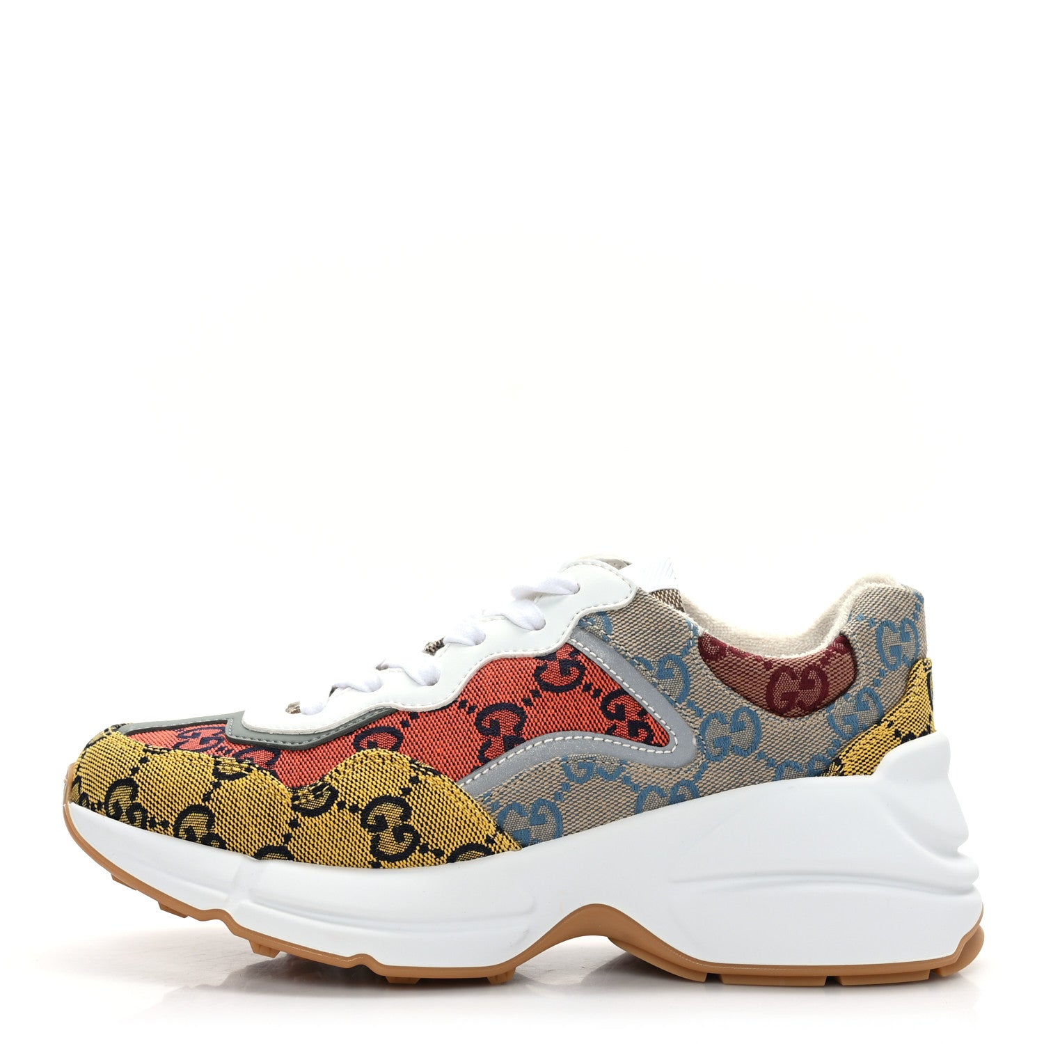 Gucci Monogram Multicolor Demetra Womens Rhyton Sneakers 35.5 Yellow Blue Great White Tabasco 1 of 7