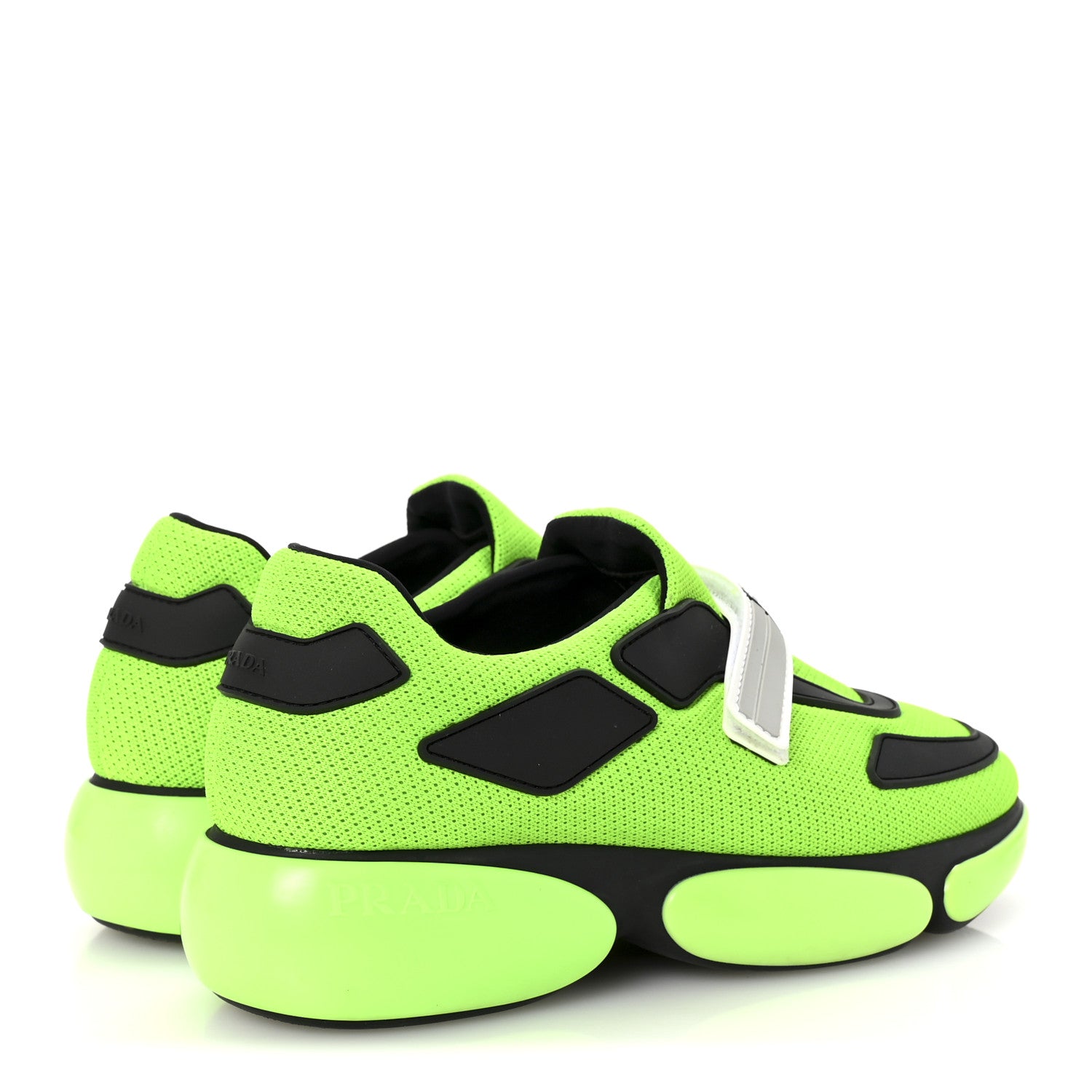 Prada Rubber Knit Fabric Cloudbust Air Sneakers 35 Black Green 5 of 9