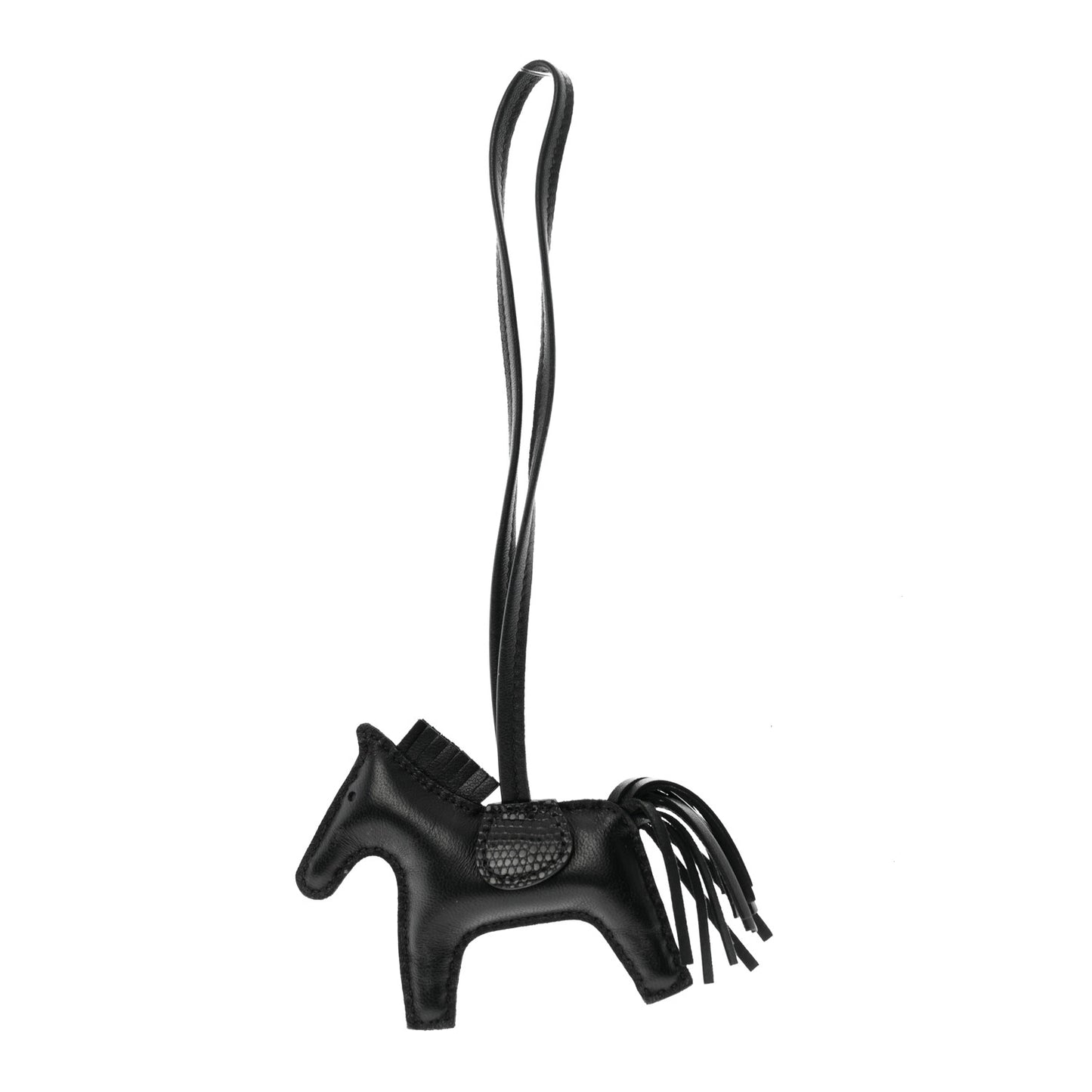 Milo Lambskin Lizard Touch Grigri Rodeo Horse Bag Charm So Black