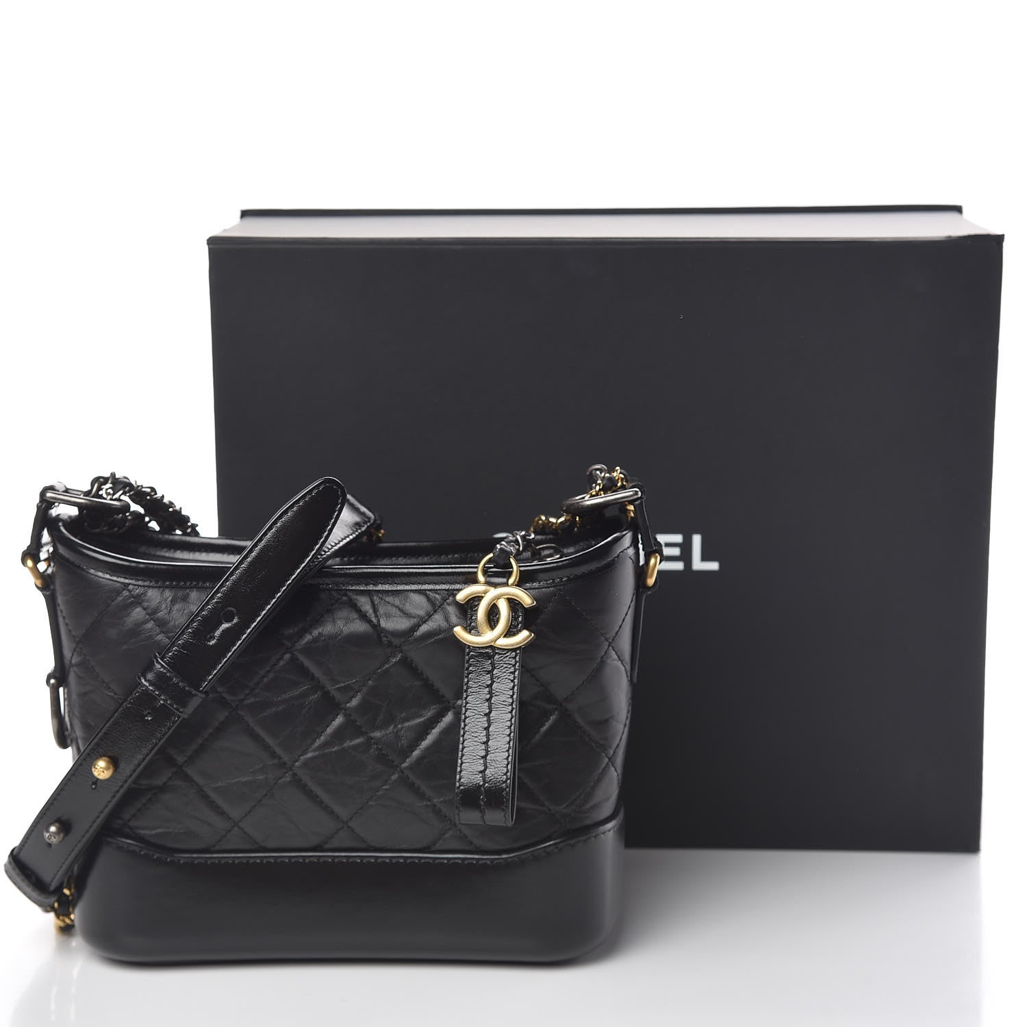 Chanel Aged Calfskin Quilted Small Gabrielle Hobo Black 11 of 11