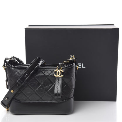 Chanel Aged Calfskin Quilted Small Gabrielle Hobo Black 11 of 11