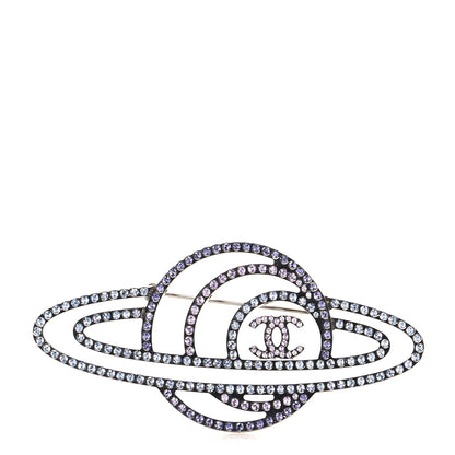 Chanel Crystal CC Planet Brooch Purple Light Blue Silver 1 of 4