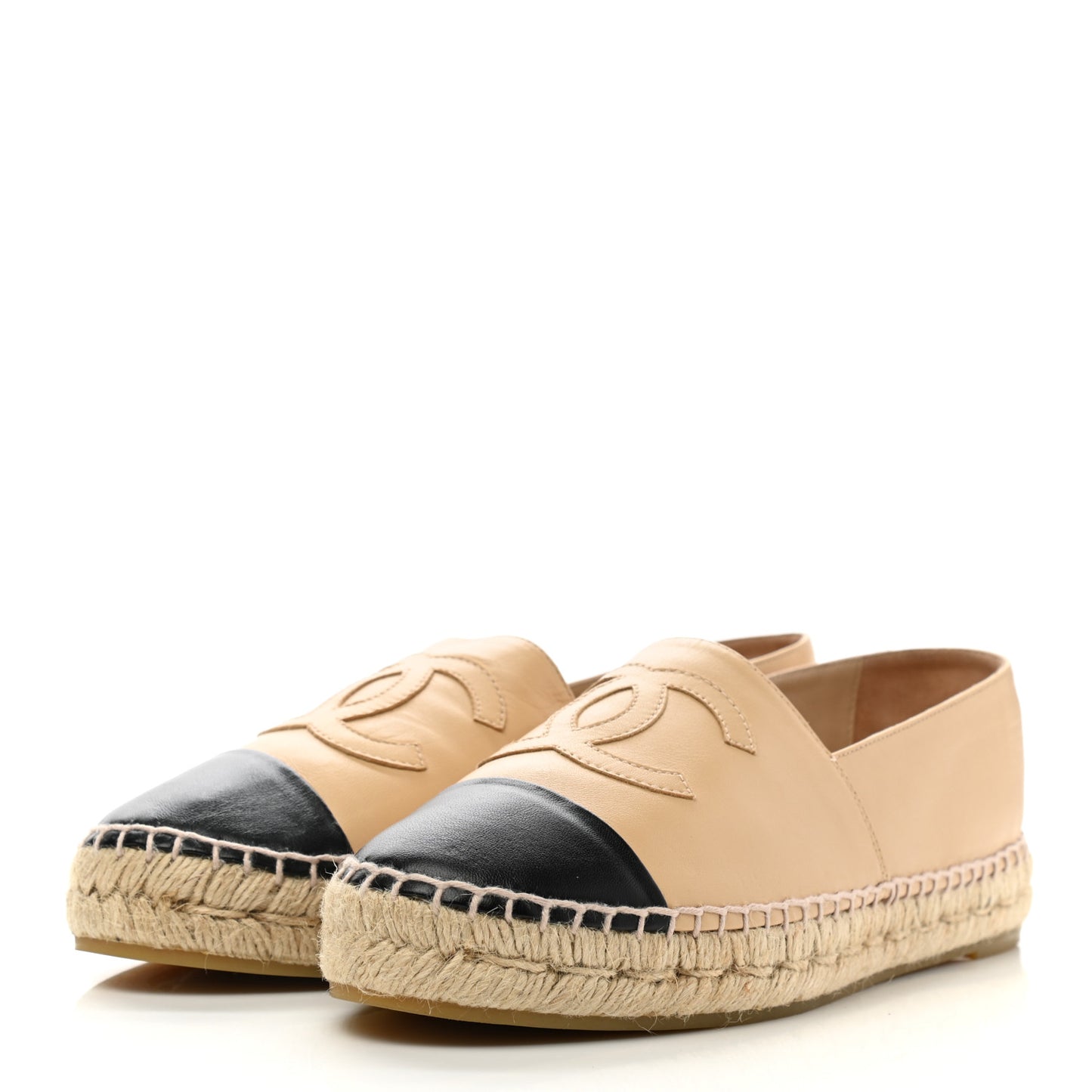 Lambskin CC Espadrilles 39 Beige Black