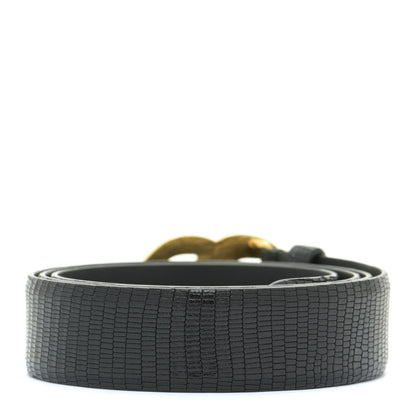 Chanel Lizard Embossed Calfskin Gripoix Poured Glass Along The Nile CC Belt 95 38 Black 2 of 5