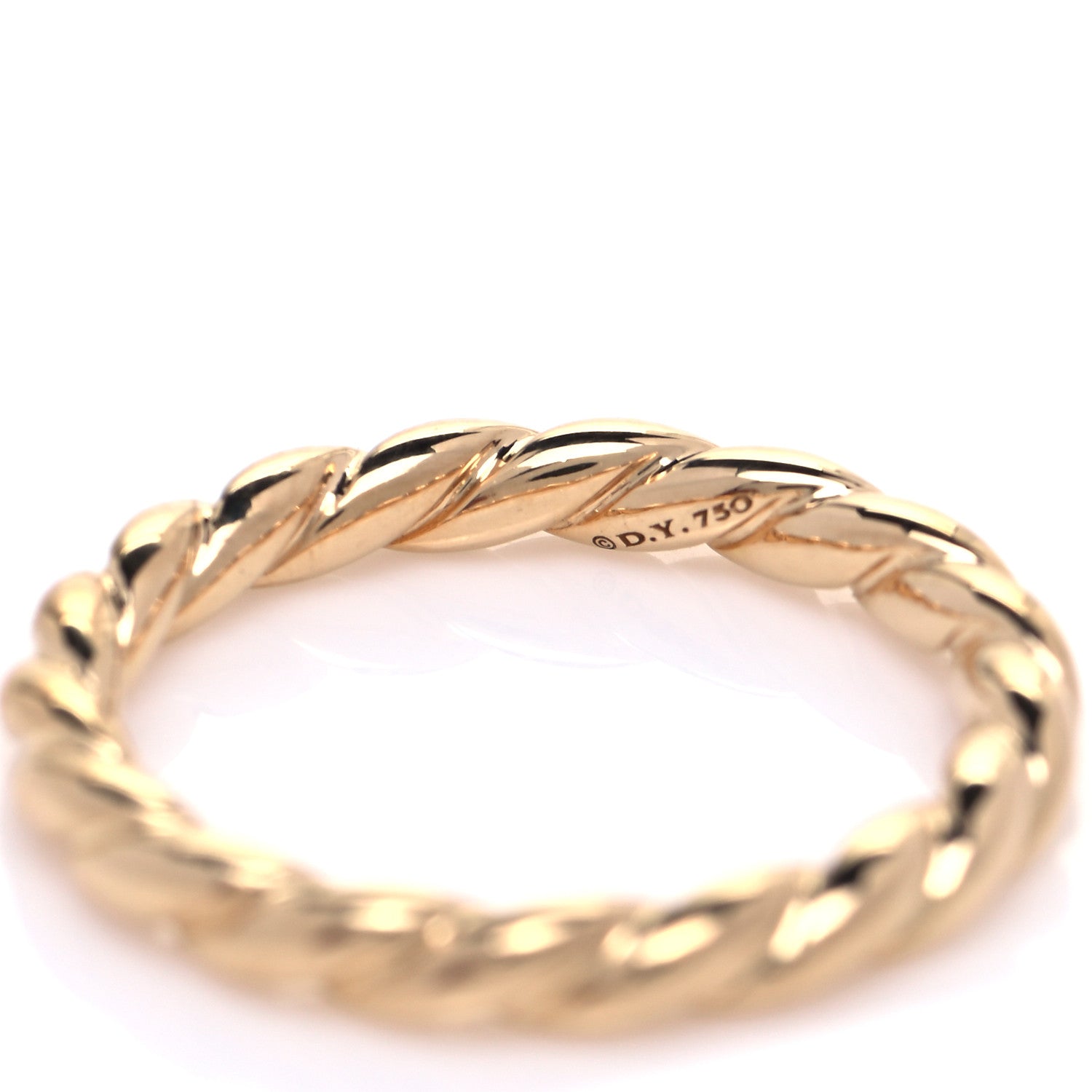 David Yurman 18K Yellow Gold 2.7mm Pave Flex Ring 49 4.75 4 of 4