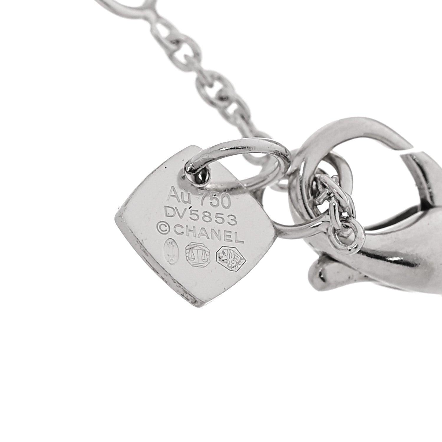 Chanel 18K White Gold Diamond Coco Crush Station Bracelet 1780311