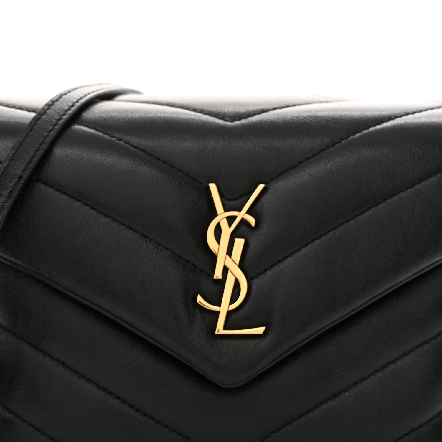 Saint Laurent Calfskin Y Quilted Monogram Toy Loulou Crossbody Bag Black 7 of 12
