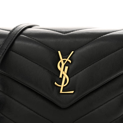 Saint Laurent Calfskin Y Quilted Monogram Toy Loulou Crossbody Bag Black 7 of 12