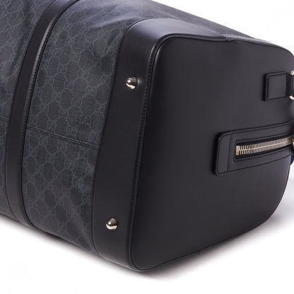 Gucci Soft GG Supreme Monogram Appia Calfskin Web Large Carry On Duffle Bag Black Grey 5 of 10
