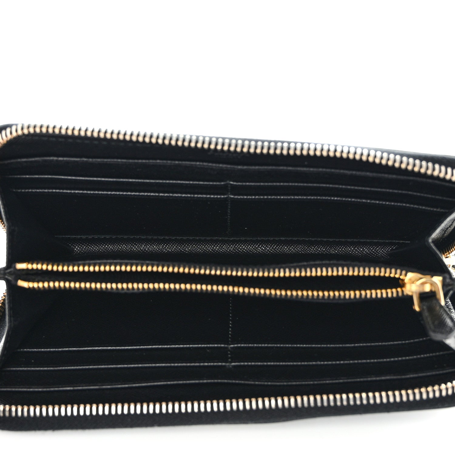 Prada Saffiano Metal Zip Around Wallet Black 5 of 15