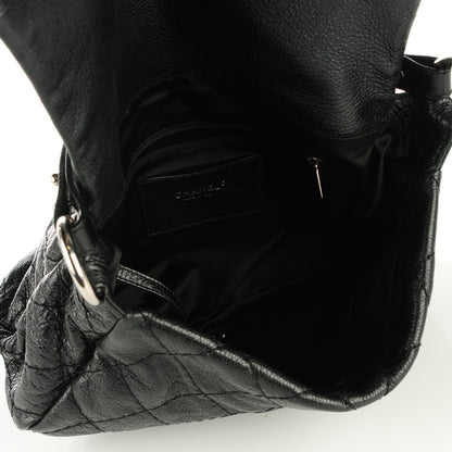 Chanel Glazed Calfskin XL On The Road Flap Black 7 of 7