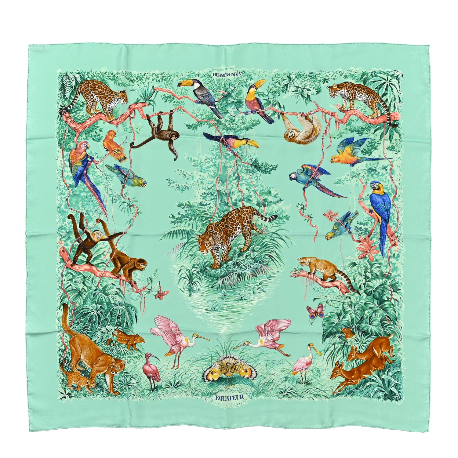 Hermes Silk Wash Equateur 90 Scarf Aqua 1 of 5