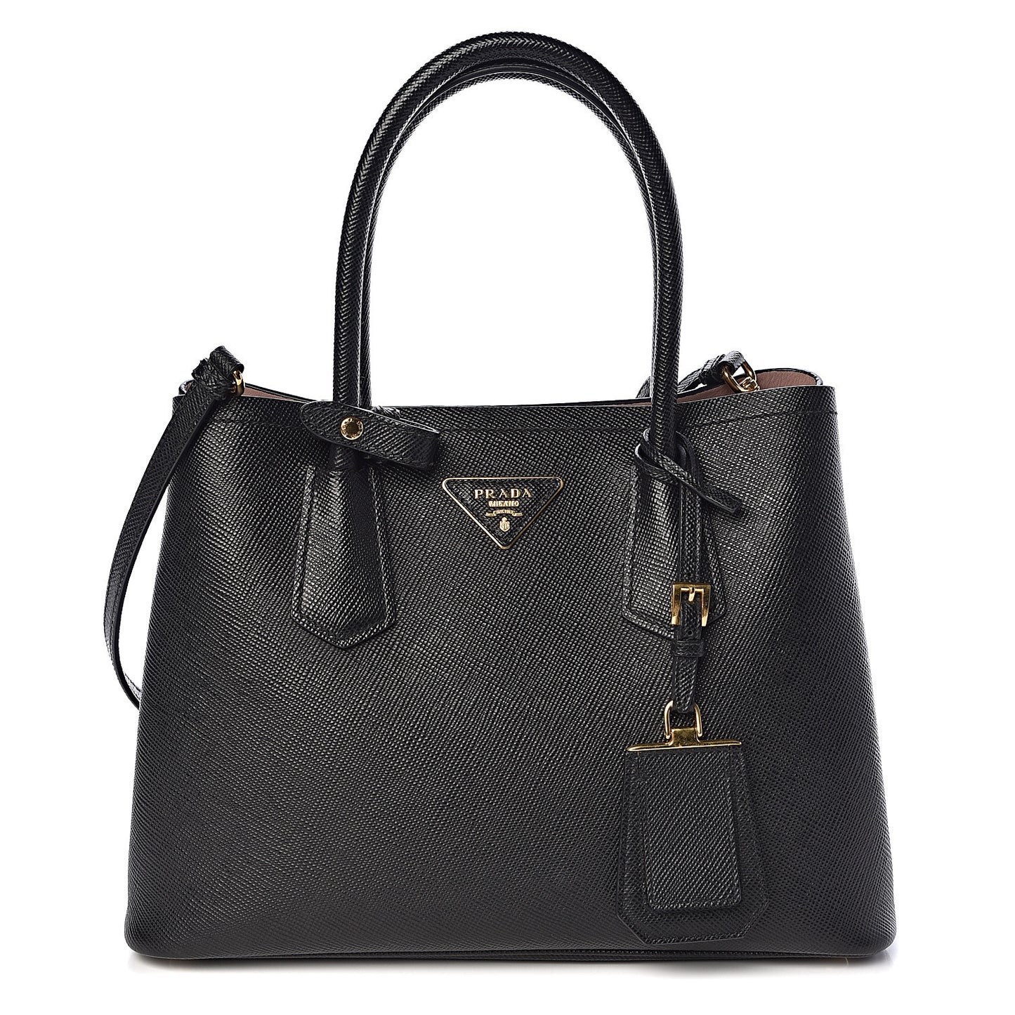 Saffiano Cuir Small Double Bag Black Mughetto