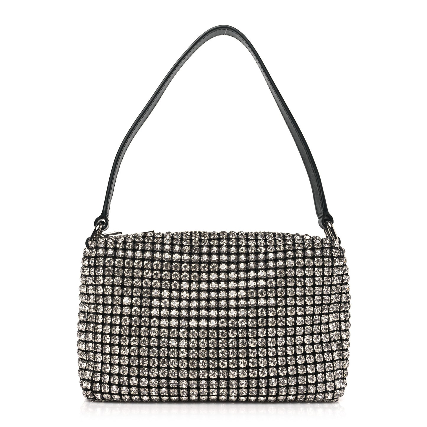 ALEXANDER WANG Mesh Crystal Rhinestone Mini Heiress Pouch Black Silver