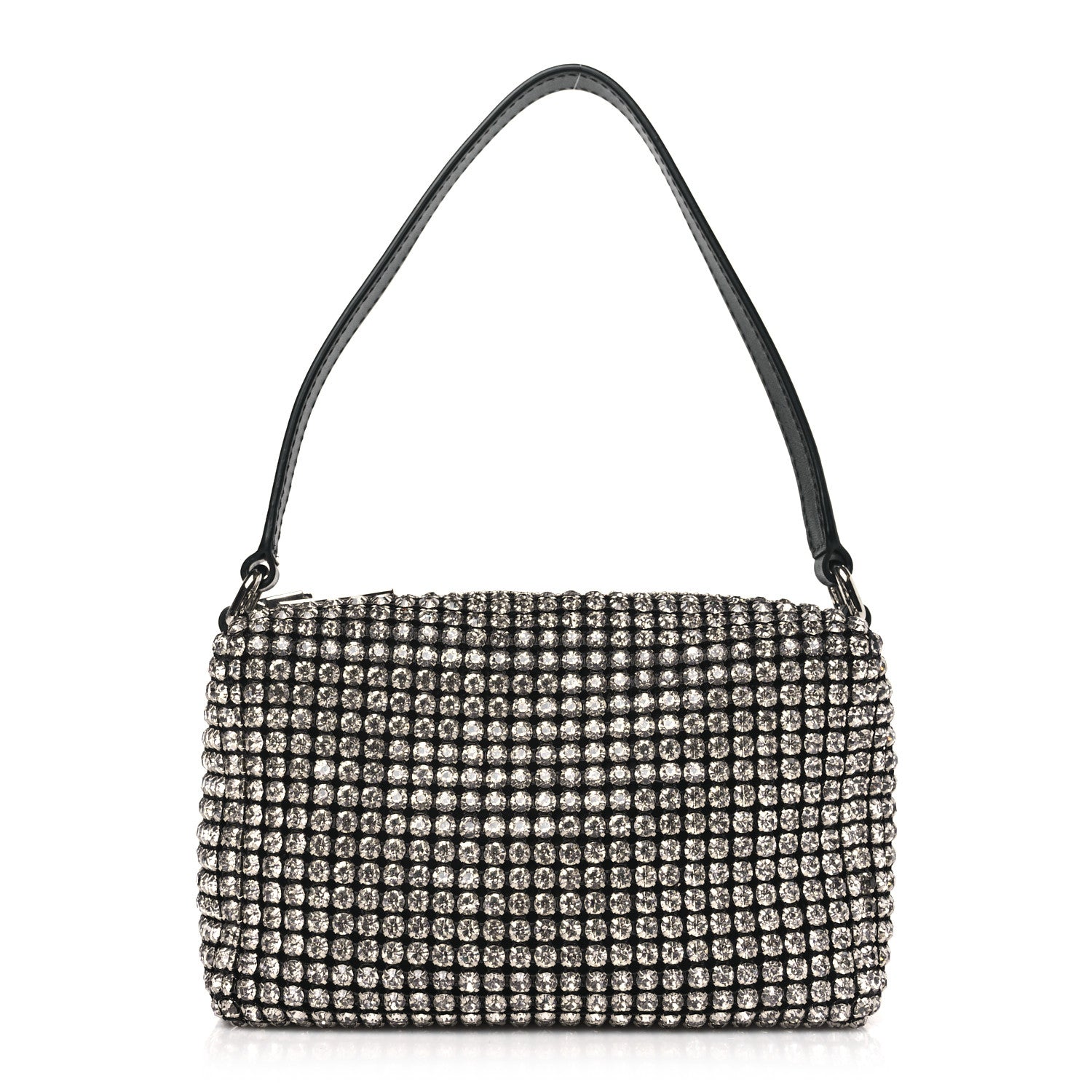 Alexander Wang ALEXANDER WANG Mesh Crystal Rhinestone Mini Heiress Pouch Black Silver 1 of 9