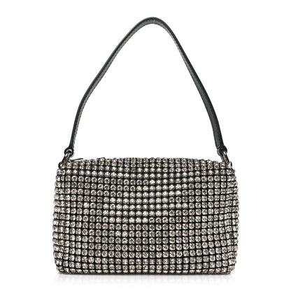 Alexander Wang ALEXANDER WANG Mesh Crystal Rhinestone Mini Heiress Pouch Black Silver 1 of 9
