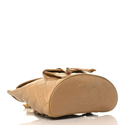 Chanel Lambskin Quilted Backpack Beige 4 of 12