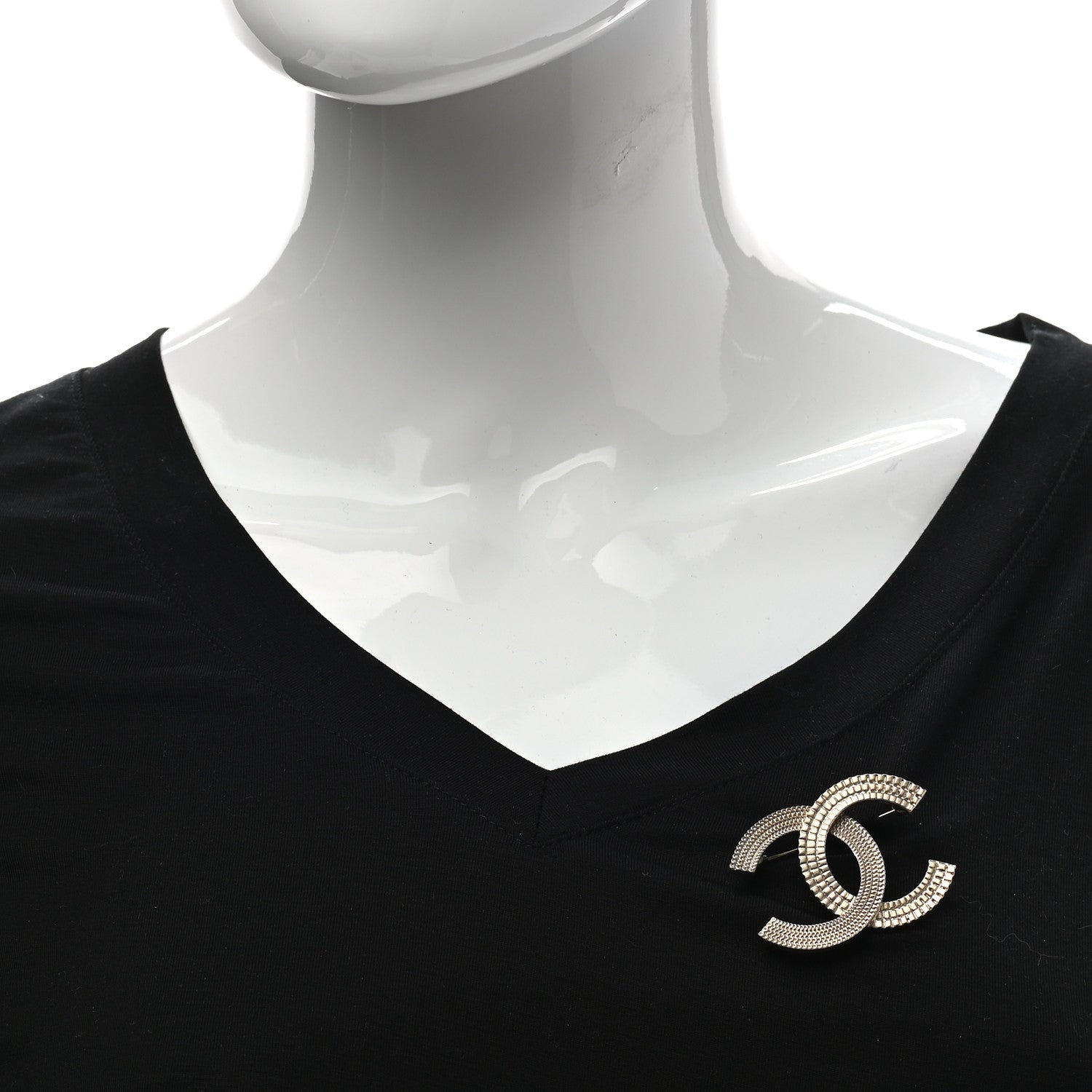 Chanel Metal Chain Quilted CC Brooch Gold 2 of 4