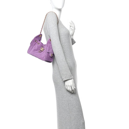Chanel Suede Quilted Mini Chanel 25 Handbag Purple 2 of 10