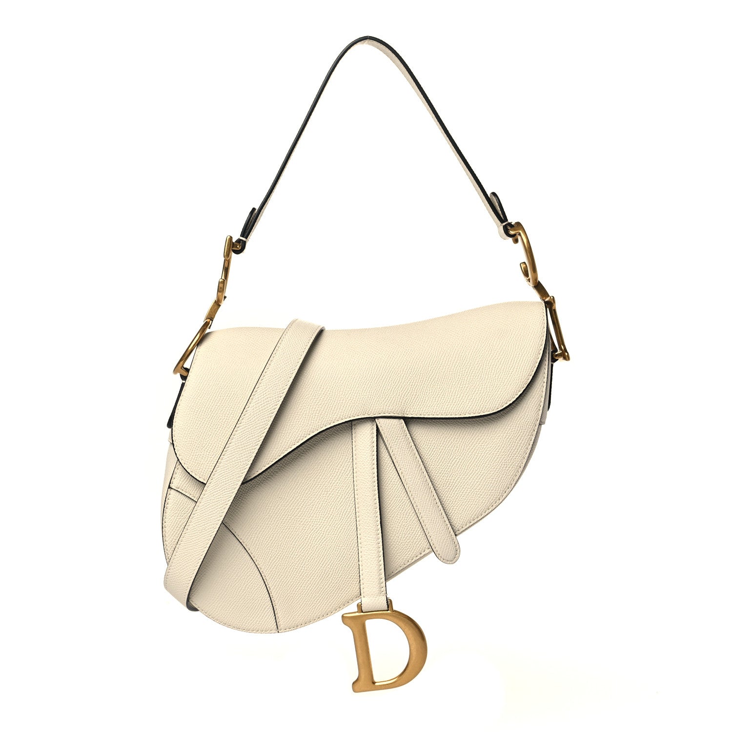 Christian Dior Grained Calfskin Saddle Bag With Strap Latte 1 of 10