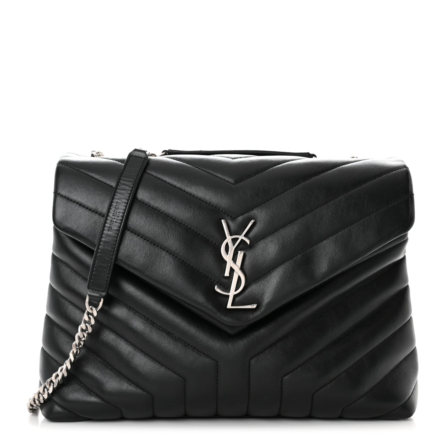 Saint Laurent Calfskin Y Quilted Monogram Medium Loulou Chain Satchel Black 1 of 11