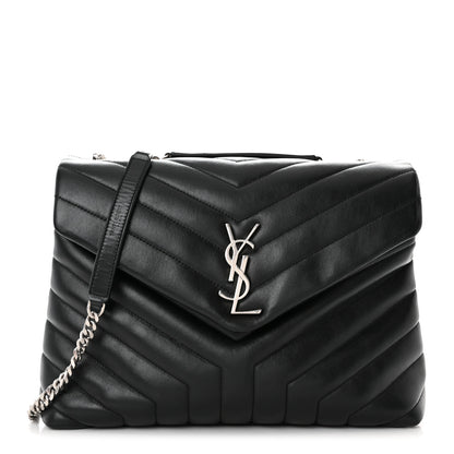 Saint Laurent Calfskin Y Quilted Monogram Medium Loulou Chain Satchel Black 1 of 11