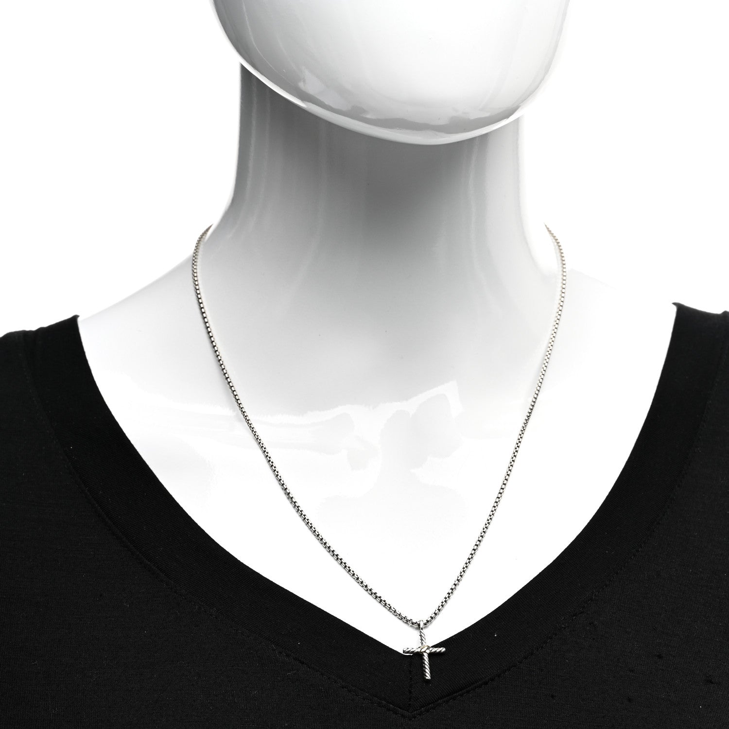 David Yurman Sterling Silver 14K Yellow Gold Petite X Cross Pendant Necklace 2 of 4