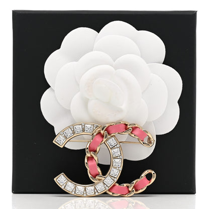 Chanel Lambskin Baguette Crystal CC Chain Brooch Pink Gold 5 of 5