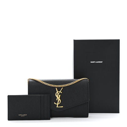 Saint Laurent Grain de Poudre Uptown Chain Wallet Black 12 of 12