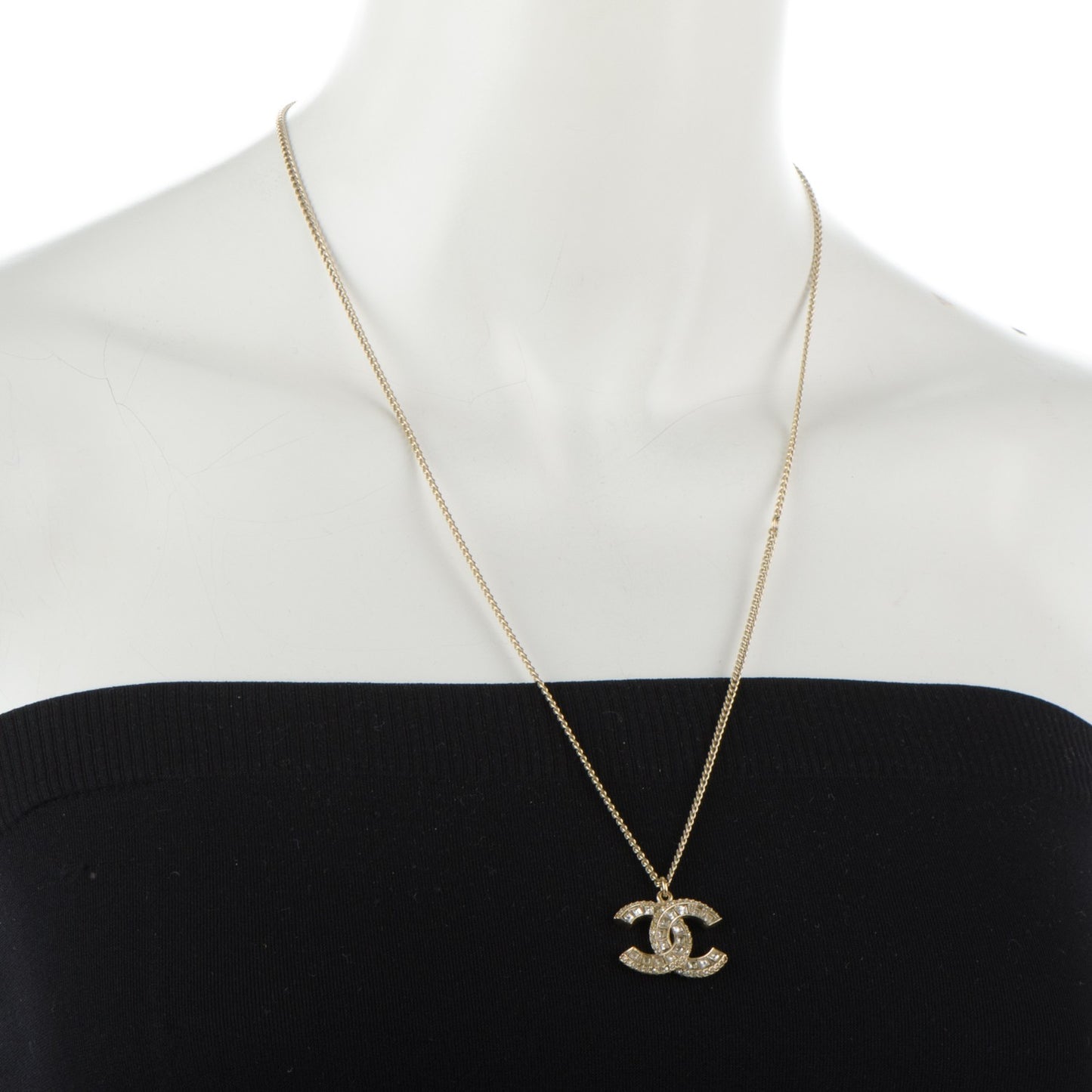 Baguette Crystal CC Necklace Gold