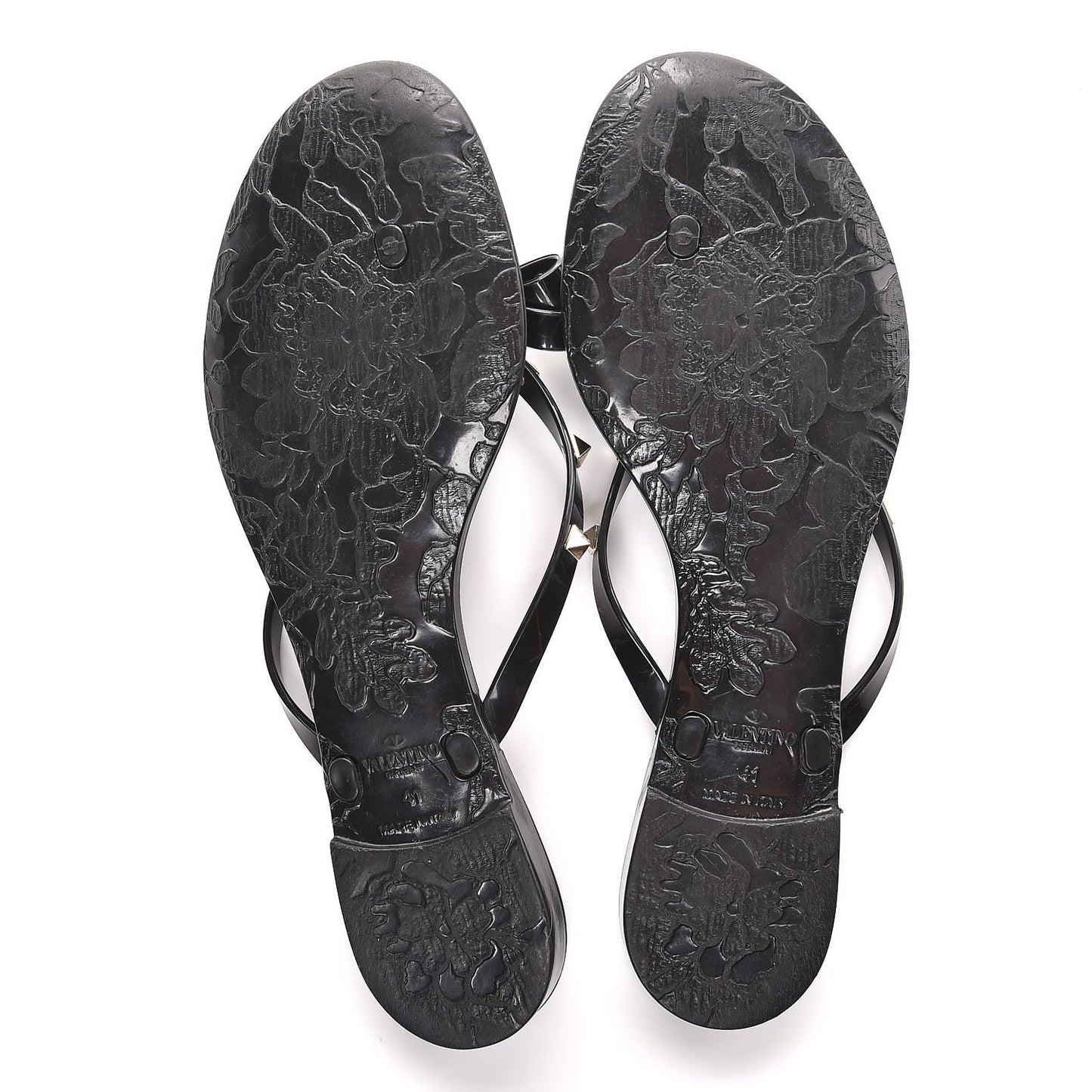 PVC Jelly Rockstud Bow Thong Sandals 41 Black