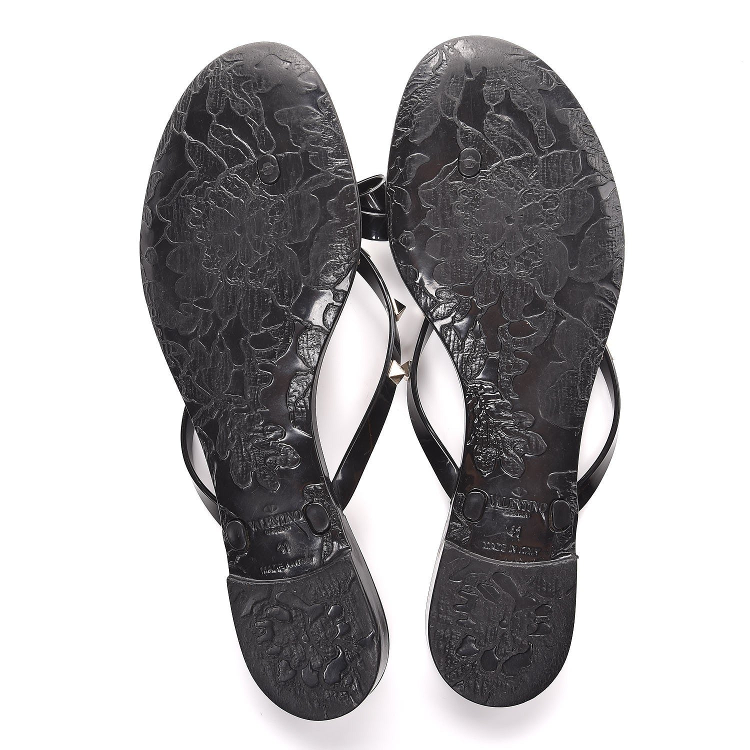 Valentino Garavani PVC Jelly Rockstud Bow Thong Sandals 41 Black 7 of 9