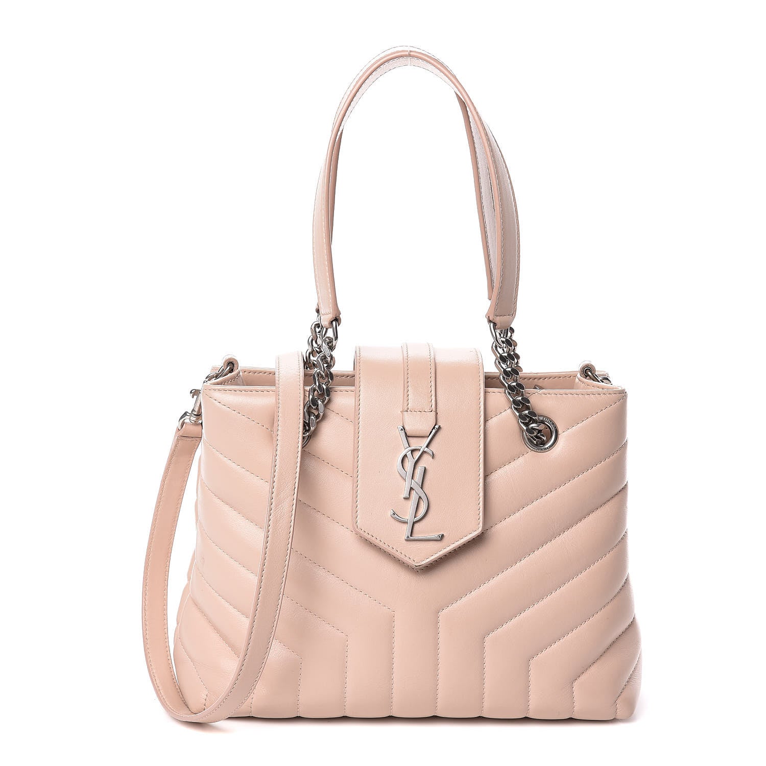Saint Laurent Calfskin Y Quilted Monogram Small Loulou Shopper Marble Pink 1 of 10