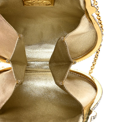 Judith Leiber Swarovski Crystal Chatelaine Minaudiere Clutch Silver Gold 6 of 12